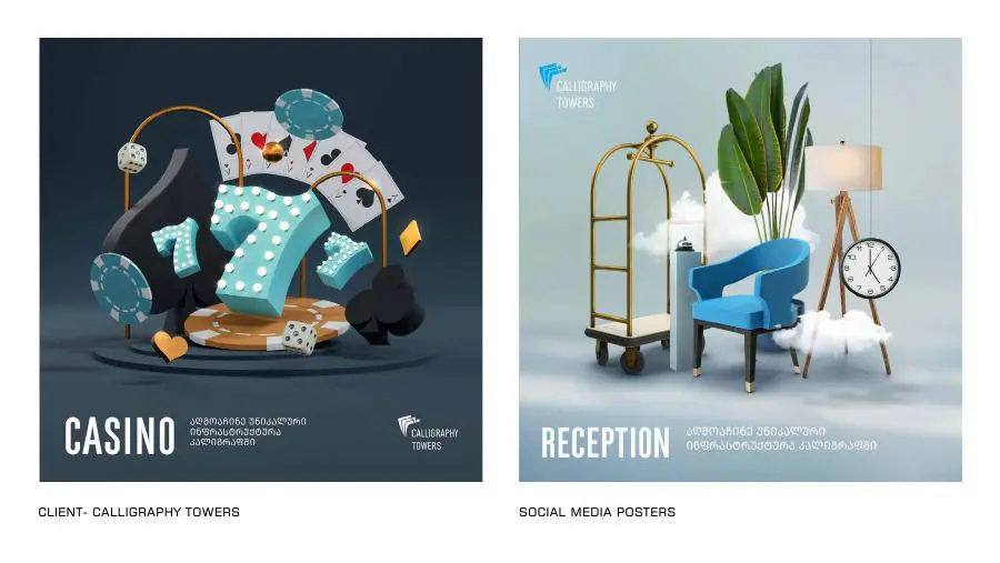 Calligraphy Towers — social media poster